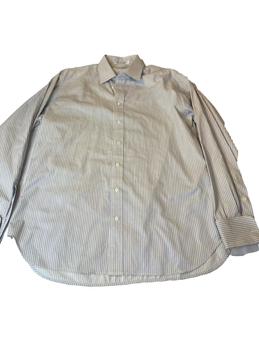 Men's Burberry London Blue/Ylw Striped Long Sleeve Button Dress Shirt 15 1/2 35